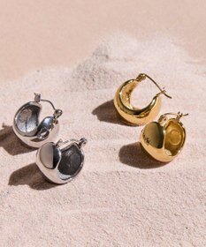 Phoebe 〈金属アレルギー対応〉ドームメタルフープピアス/シルバー　シンプル/大振り