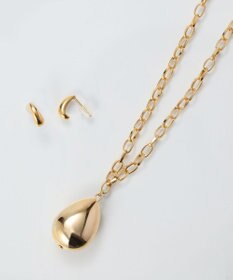 Phoebe 【限定セット】ビッグドロップメタルチェーンネックレス×ドロップハーフフープミニピアス