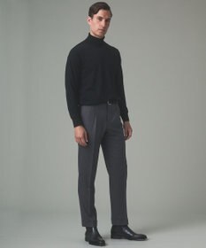 GOTAIRIKU 【保温性/ストレッチ/シワになりにくい】サキソニーストレッチパンツ（１タック）