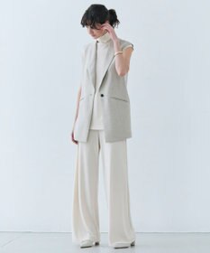 BEIGE， 【洗える】CAROLE / リネンライクノースリーブジレジャケット