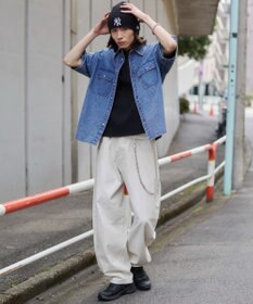 WEGO 【ユニセックス着用ITEM/MLサイズ展開】カラーデニムシャツ（SS）