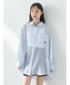 earth music&ecology 袖スリットリボンロングシャツ