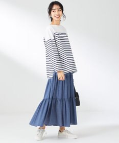 ANY 【ウエストゴム】シャンブレーライクティアード スカート