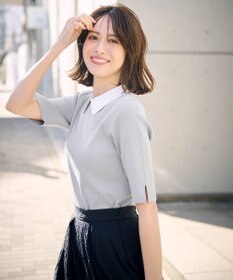 ANY SIS 【好印象企画】襟配色ニット×タックスカートセット