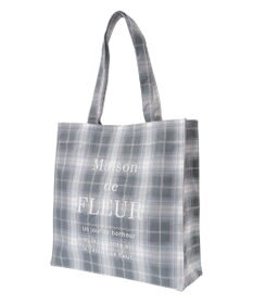 Maison de FLEUR ブランドロゴ刺繍チェックスクエアトート