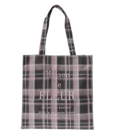 Maison de FLEUR ブランドロゴ刺繍チェックスクエアトート