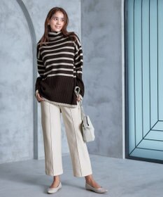 Tiaclasse 【洗える】ハイネックボーダープルオーバー