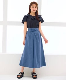 Feroux 【洗える・汗ジミが目立たない】ラッフル襟Tシャツ