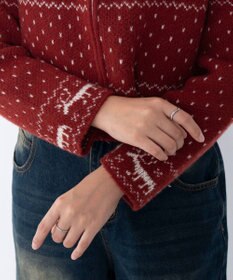 WEGO ユキガラダブルジップカーデ