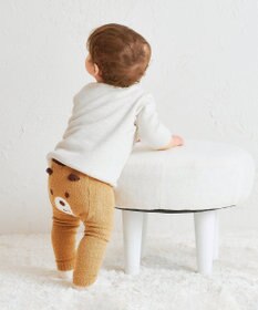 MIKI HOUSE HOT BISCUITS 【70-100cm】 シュクリーム素材 顔ドン あったかベビースパッツ