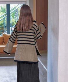 Tiaclasse 【洗える】ハイネックボーダープルオーバー