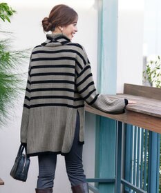 Tiaclasse 【洗える】ハイネックボーダープルオーバー