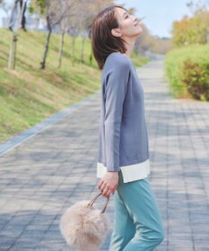 Tiaclasse 【洗える】重ね着風配色ニットチュニック