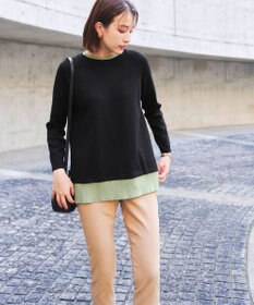 Tiaclasse 【洗える】重ね着風配色ニットチュニック