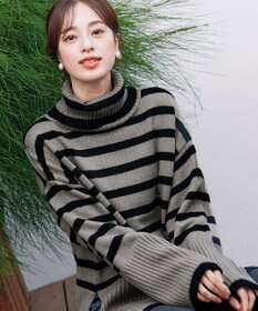 Tiaclasse 【洗える】ハイネックボーダープルオーバー