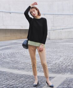 Tiaclasse 【洗える】重ね着風配色ニットチュニック