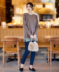 Tiaclasse 【洗える】重ね着風配色ニットチュニック