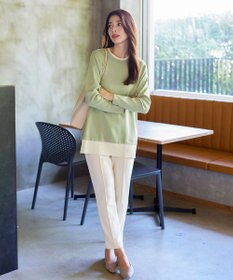 Tiaclasse 【洗える】重ね着風配色ニットチュニック