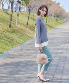 Tiaclasse 【洗える】重ね着風配色ニットチュニック