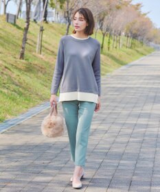 Tiaclasse 【洗える】重ね着風配色ニットチュニック