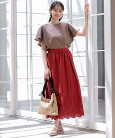 ANY SIS 【接触冷感・UVケア】着映えフリルスリーブ カットソー