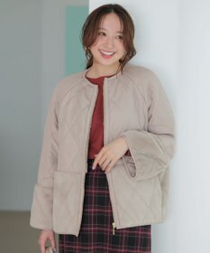 ANY SIS S フェイクファーコンビキルティング アウター