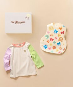 MIKI HOUSE HOT BISCUITS 長袖Tシャツ＆お食事スタイセット【BOX付き】