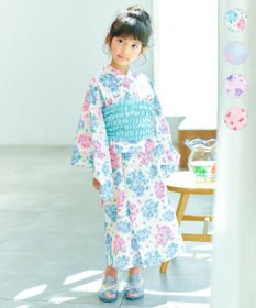ANY KIDS 【簡単着付け】2WAY セパレート浴衣セット エクリュ×アジサイ