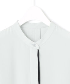 ICB L 【人気のため新色追加・接触冷感・UVケア・速乾・洗える】BackSatinAmunzen 5分袖バンドカラーブラウス