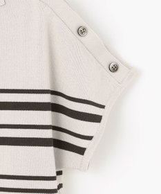 J.PRESS LADIES 【WEB限定カラーあり・洗える・抗菌防臭】COTTON POLYESTER ボーダー 襟付き ニット