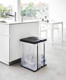 tower スリム蓋付き分別ゴミ袋ホルダー タワー 45L 横開き 2個組 ブラック