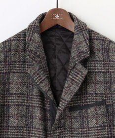 JOSEPH ABBOUD 【イタリア素材/軽量/中綿キルト裏地】スライバーチェックジャージー ジャケット