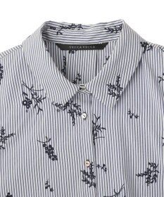 YECCA VECCA ストライプ柄フラワー刺繍シャツ
