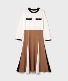 GRACE CONTINENTAL ニットバイカラージャガードワンピース