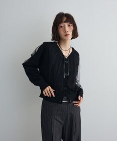 Green Parks チュールドッキングＶネックニットカーディガン