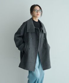 YECCA VECCA ウール混ミドル丈スタンドカラーコート