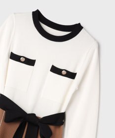 GRACE CONTINENTAL ニットバイカラージャガードワンピース