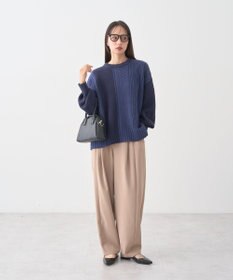 earth music&ecology 【洗濯機洗い可】アンチピリングC/Aパッチワークケーブルニット