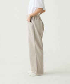 caqu color linen easy wide カラーコットンリネンウエストゴムワイドストレート