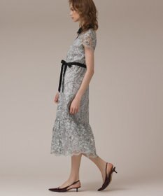 GRACE CONTINENTAL チュールフラワー刺繍ワンピース