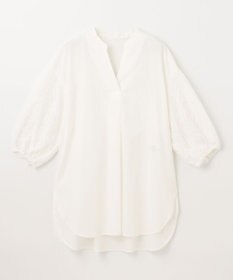 ANY 【洗濯機可】エンブロイダリー スキッパーチュニックブラウス