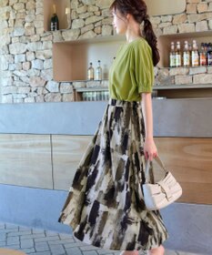 Tiaclasse 【洗える】ペイント柄スカート