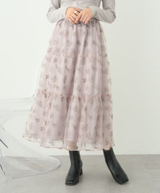 earth music&ecology フラワー刺繍チュールスカート
