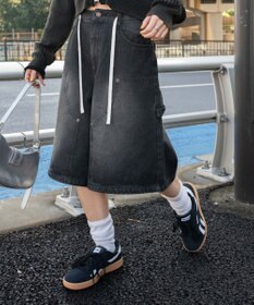 WEGO ウエストドロストダブルニーバギーハーフパンツ