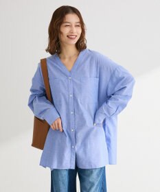 Green Parks 綿麻混Ｖネックオーバーサイズシャツ