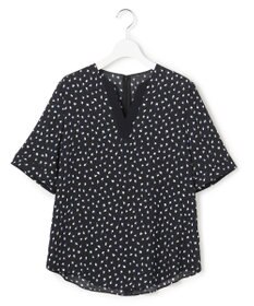 ICB 【先行予約】BackSatinAmunzen 5分袖Vネック配色ブラウス