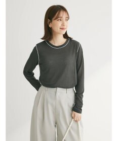 Green Parks 配色ステッチシアーリブプルオーバー