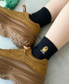 WEGO モチーフロゴ刺繍アンクルパイルソックス