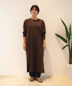 J.PRESS YORK STREET 【WOMEN】カフェロゴプリント ワンピース ダークブラウン系