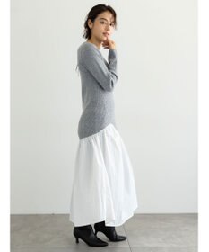 Te chichi 【宮本茉由着用】リブニットドッキングアシメワンピース